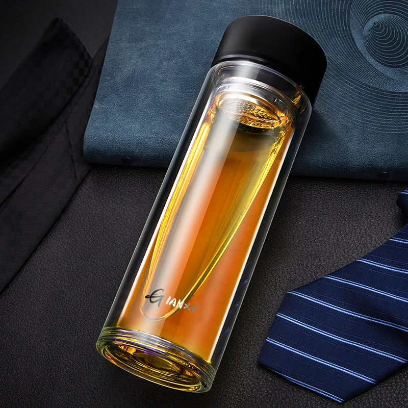 Afralia™ Double-layer Glass Water Bottle with Filter | Large Capacity Heat-resistant Kettle