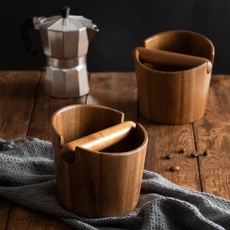 Afralia™ Wood Coffee Grounds Barrel Knock Bucket for Barista, Espresso Accessory