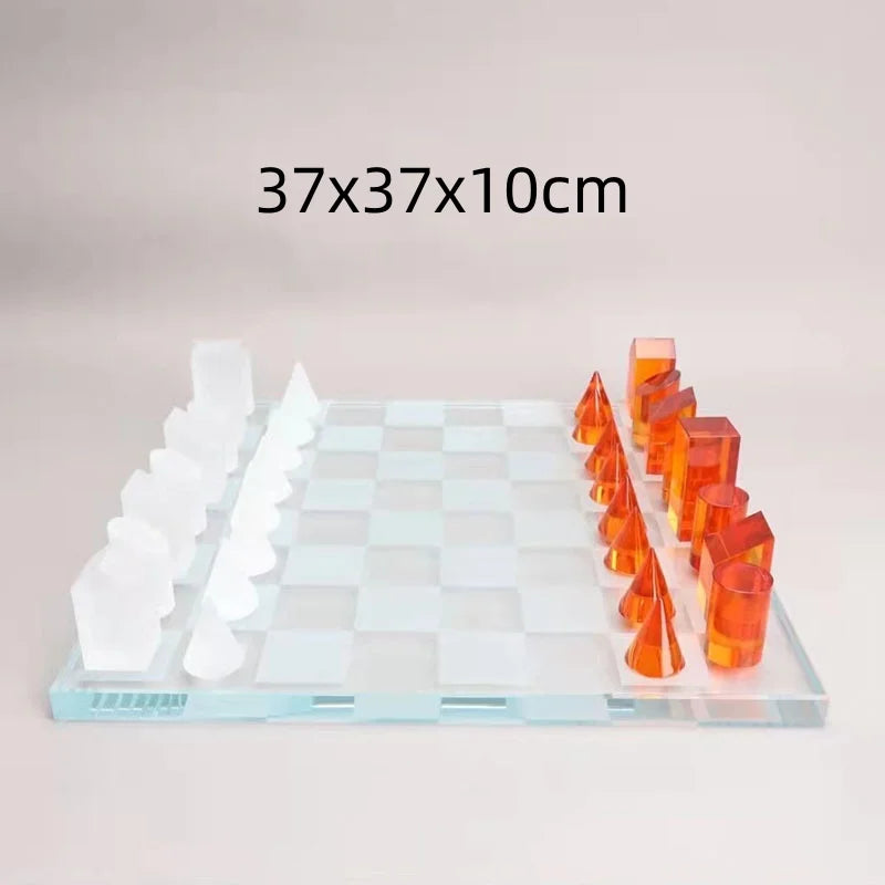 Afralia™ Geometric Crystal Chessboard: Transparent Chess Set Home Decor & Figurines