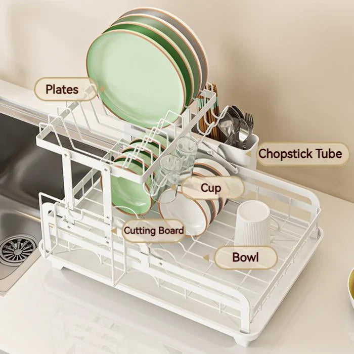 Afralia™ Kitchen Bowl Rack & Utensil Holder with Drainboard and Knife Slots