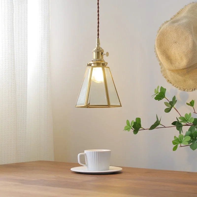 Afralia™ Glass Copper Pendant Light Modern LED Hanging Light for Home Decor