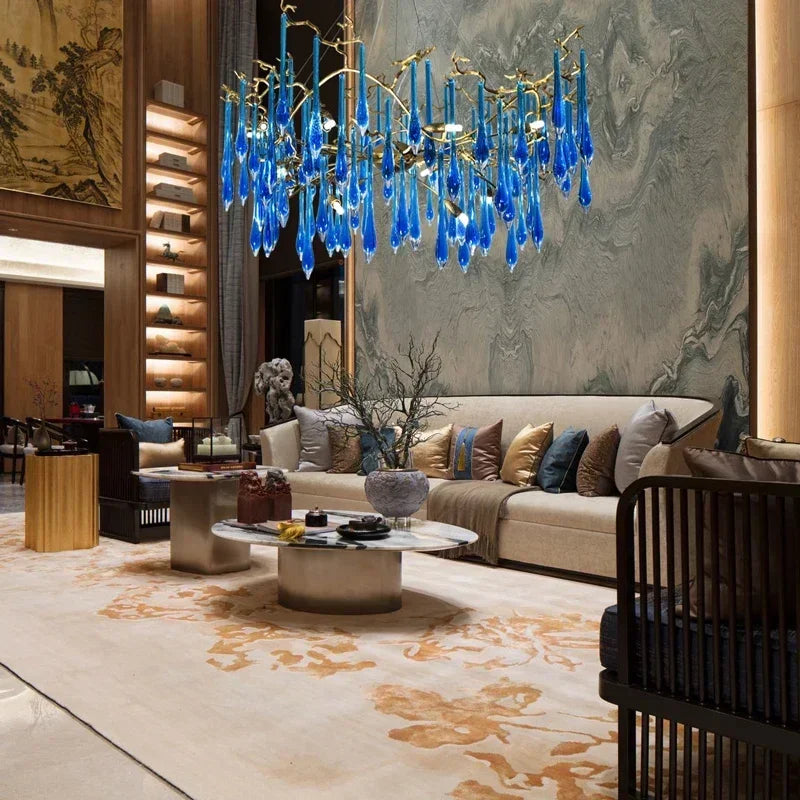 Afralia™ Blue Crystal Chandelier with Customizable Color for Luxury Indoor Lighting