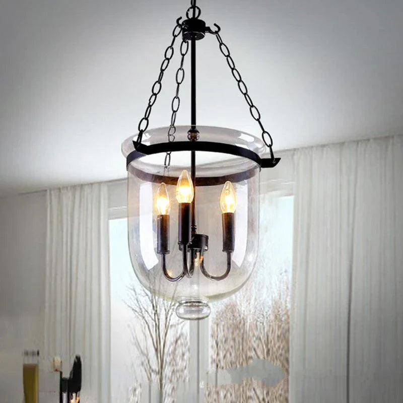 Afralia™ Glass Bucket Pendant Light Retro Dining Room Foyer Black/Rust LED Fixture