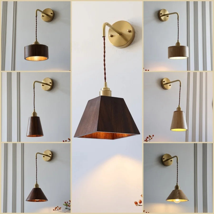 Afralia™ Ash Wood LED Wall Lamp with Pull Chain Switch for Home Decor