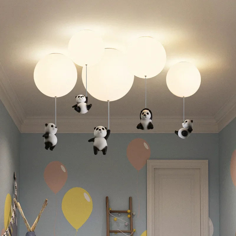 Afralia™ Kids Bear LED Ceiling Chandelier, Cute Bedroom Pendant Light for Boys and Girls