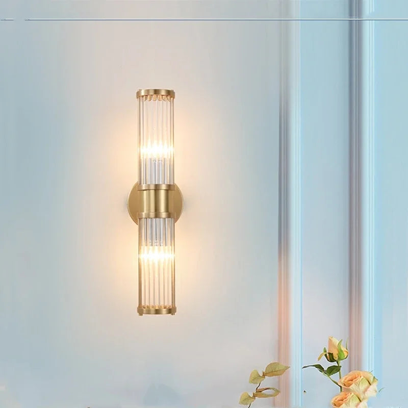 Afralia™ Crystal LED Gold Wall Sconce Modern Bedroom Decor Sconce Fixture