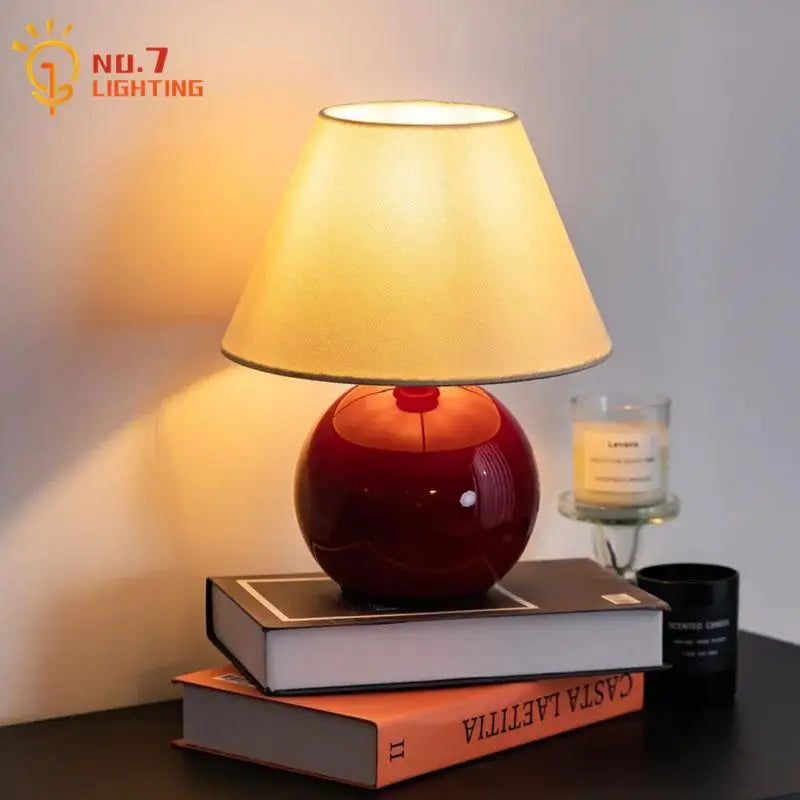 Afralia™ Chestnut Glass Table Lamp LED E27 Desk Light for Bedroom Living Room