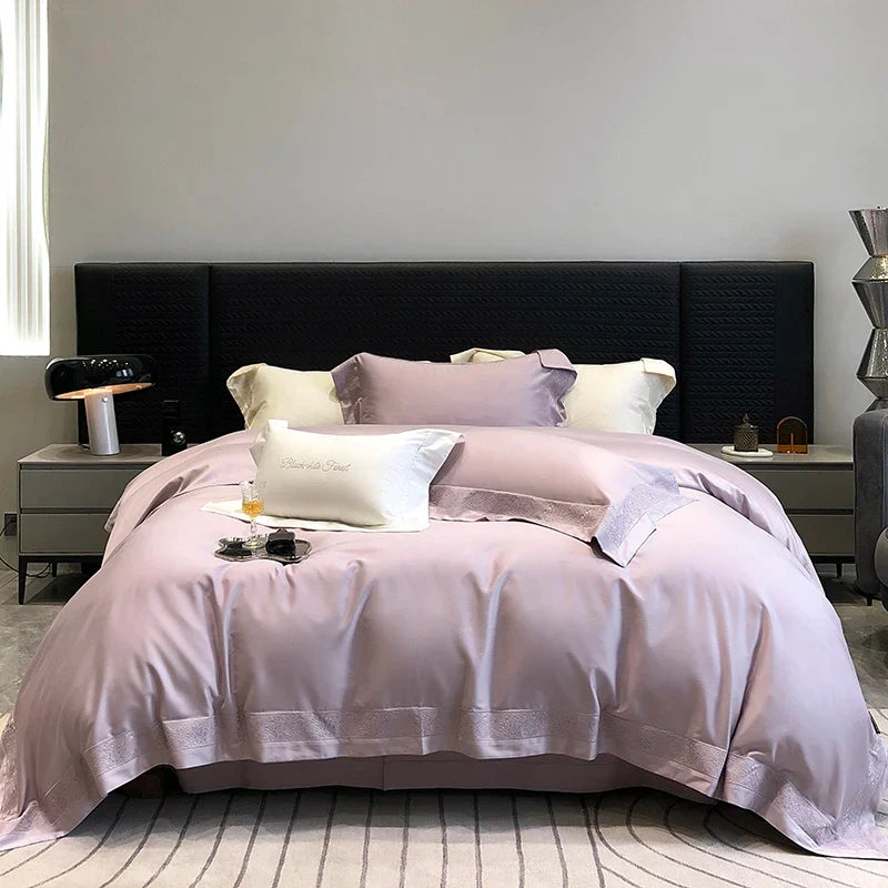 Afralia™ 1200TC Luxury Embroidery Bedding Set with Wide Edge & Lyocell Cotton Brushed Fabric