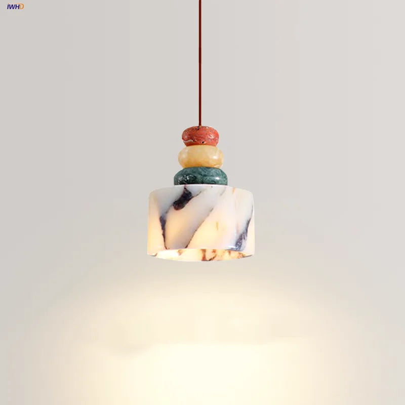 Afralia™ Luxury Stone LED Pendant Light - Colored Marble Home Decor