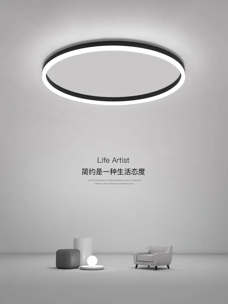 Afralia™ Modern Circle Dimmable Ceiling Chandelier for Bedroom - Nordic Minimalist LED Ceiling Lights