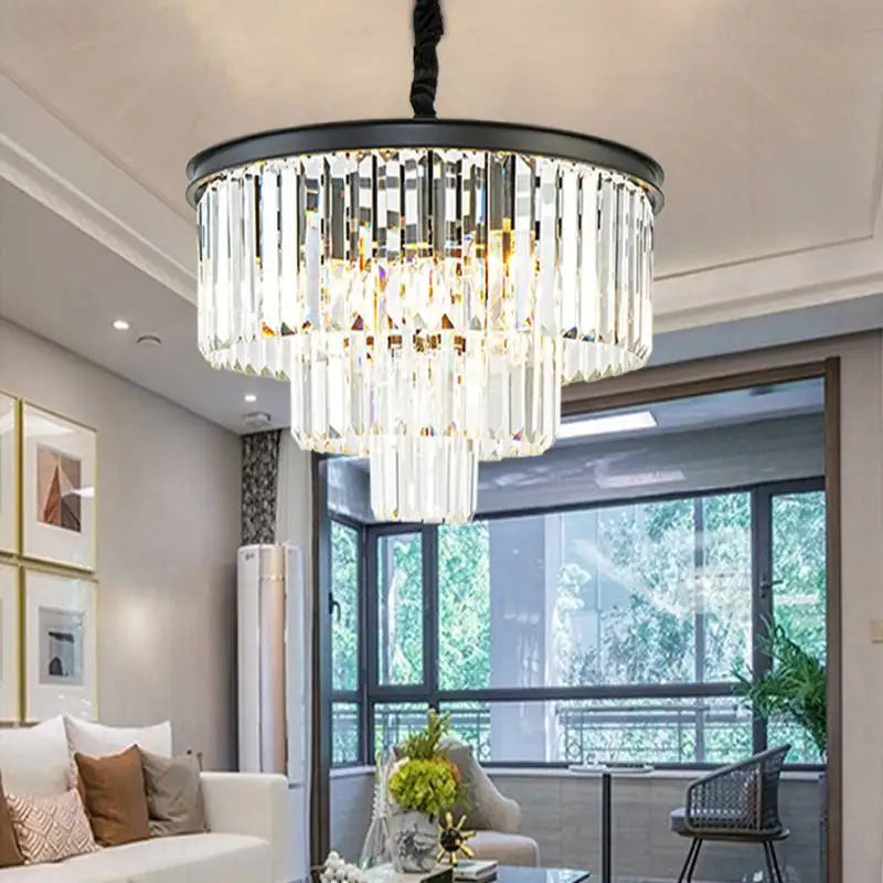 Afralia™ Modern Vintage K9 Crystal Chandelier E14 Lights for Living Room Bedroom Restaurant