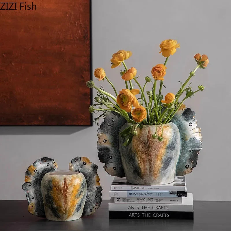Afralia™ Butterfly Wings Vase: Artificial Flowers Desk Decor for Aesthetic Room Flowers