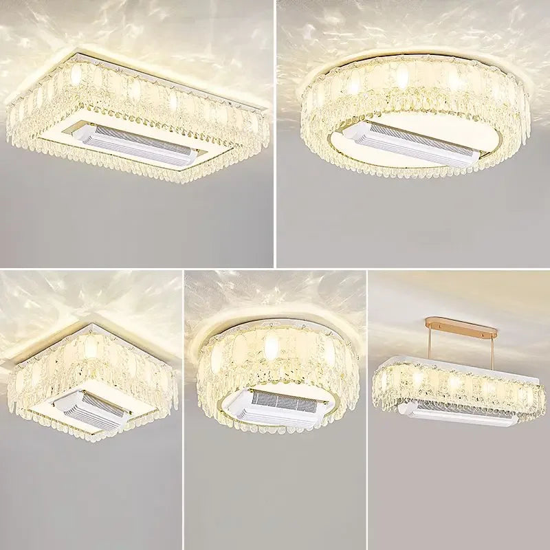 Afralia™ Nordic Crystal LED Ceiling Fan Light with Remote Control for Living Room and Bedroom