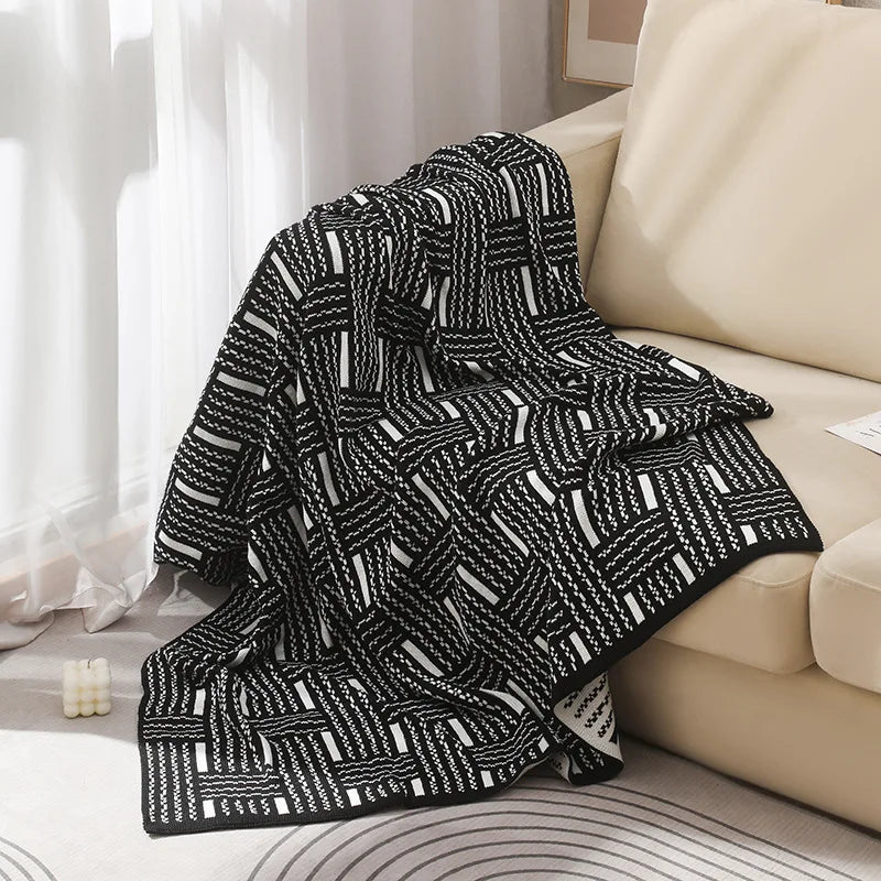 Afralia™ Nordic Retro Striped Knit Blanket: Cozy Sofa Cover for Autumn/Winter