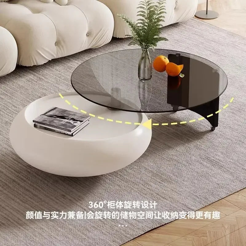Afralia™ Luxury Tempered Glass Coffee Table - Italian Round High-Grade