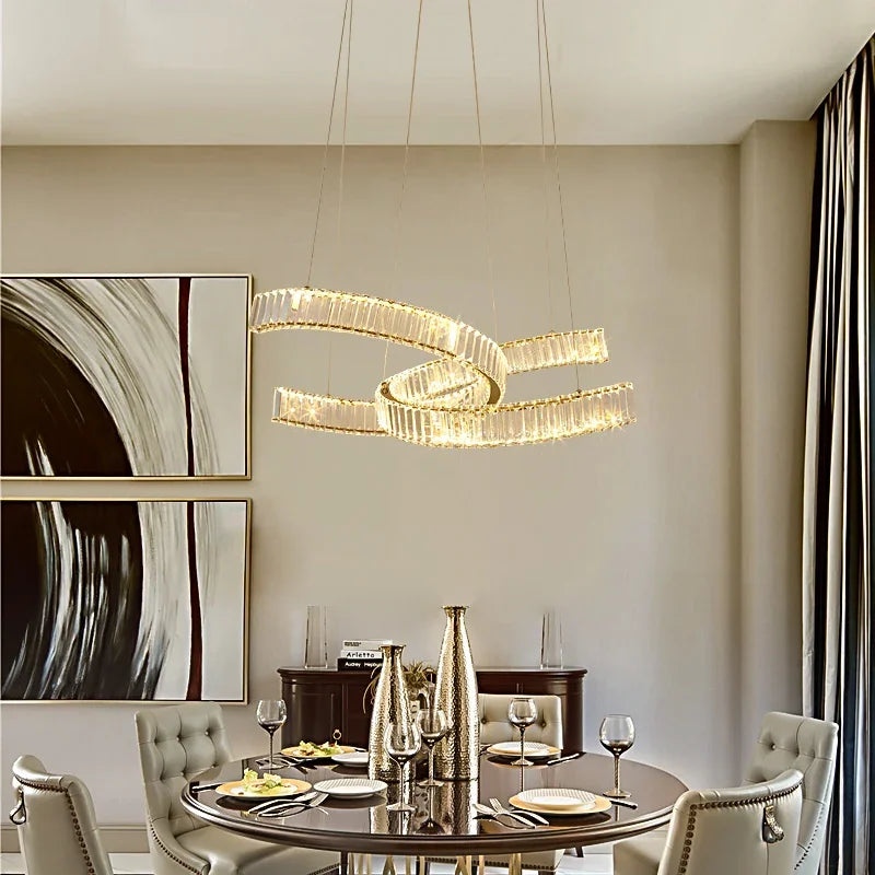 Afralia™ Crystal LED Pendant Lights Remote Control Dimmable Suspension Lamp