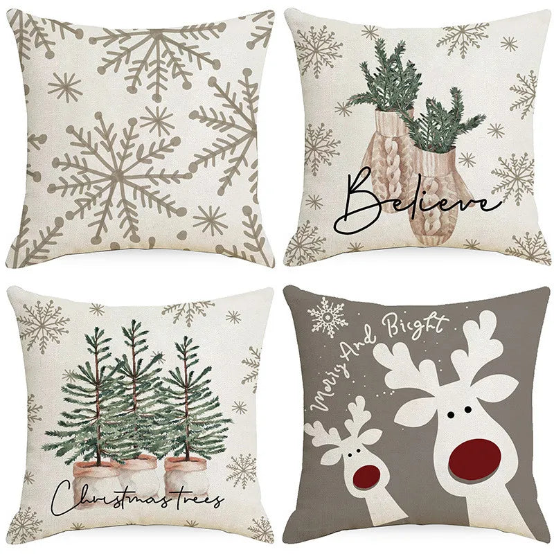 Snowflake Deer Pillow Cover for Sofa Home Decor by Afralia™