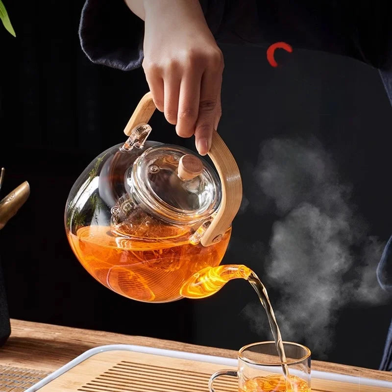 Afralia™ Glass Teapot: Thickened Transparent Kung Fu Tea Set, Perfect for Tea and Coffee.