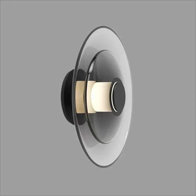 Afralia™ Amber Glass Disc Wall Lamp LED Modern Minimalist Sconce Lighting