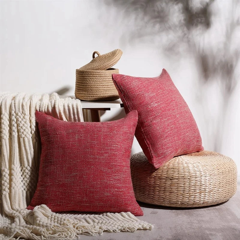 Afralia™ Linen Throw Pillow Covers Set of 2 - Solid Color Farmhouse Decor Case