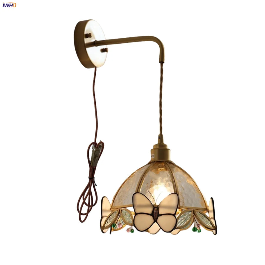 Afralia™ Butterfly Glass LED Wall Lights - Modern Nordic Style Bedside Lamp