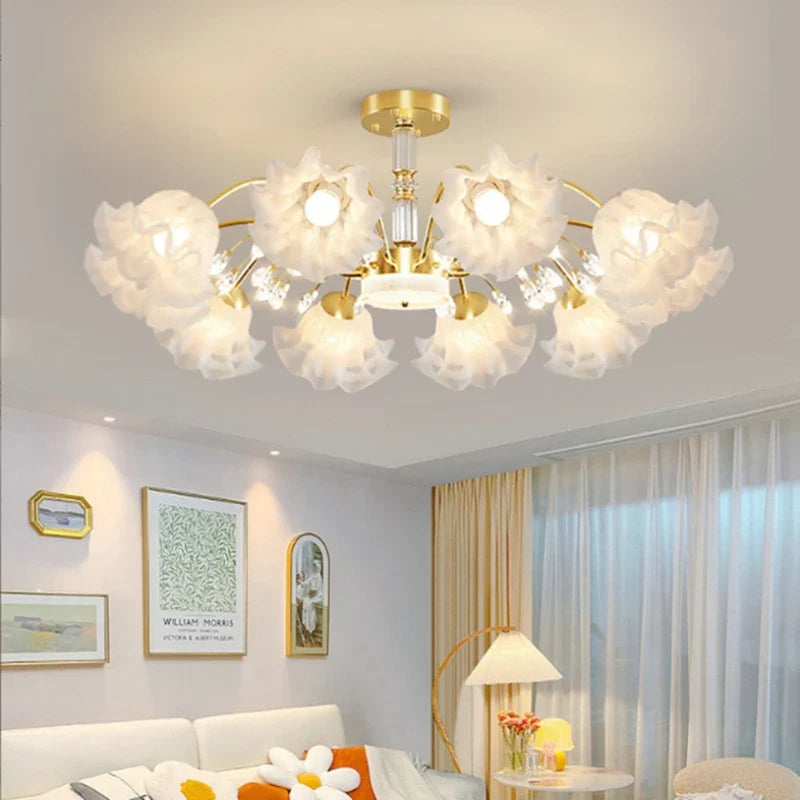Afralia™ Modern E27 Flower Chandelier for Living Room, Bedroom, and Restaurant
