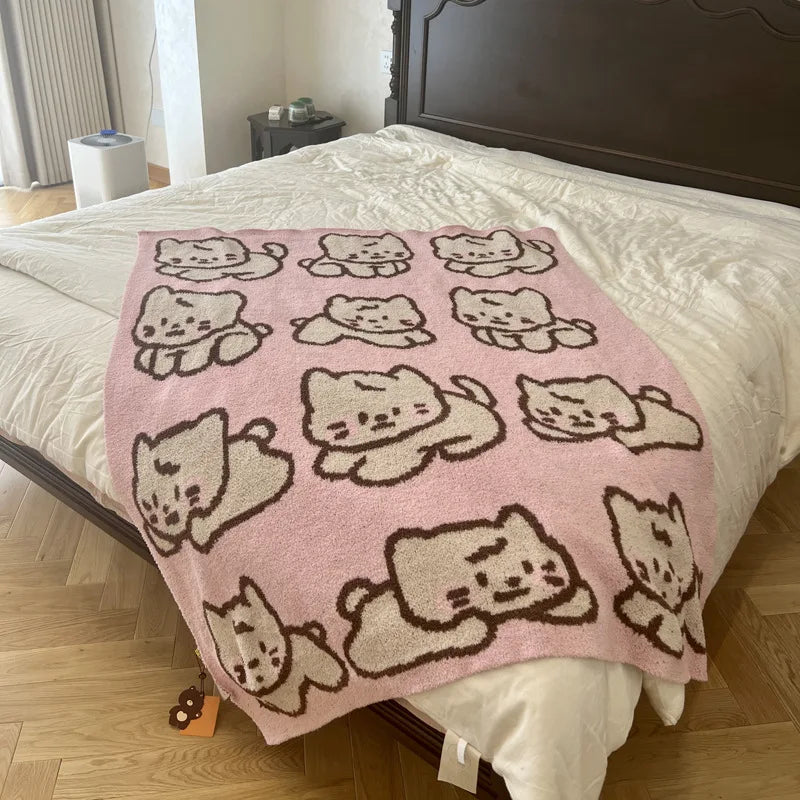 Afralia™ Cute Cartoon Half Flannel Blanket