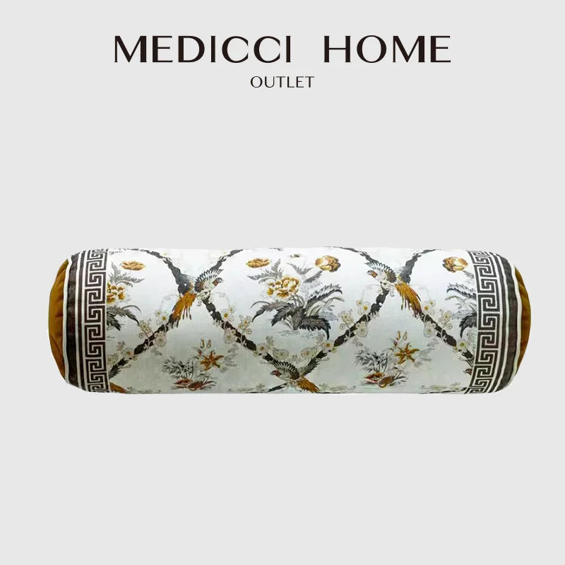 Afralia™ Oriental Crane Birds Decorative Cylindrical Pillow Cover for Bed Sofa