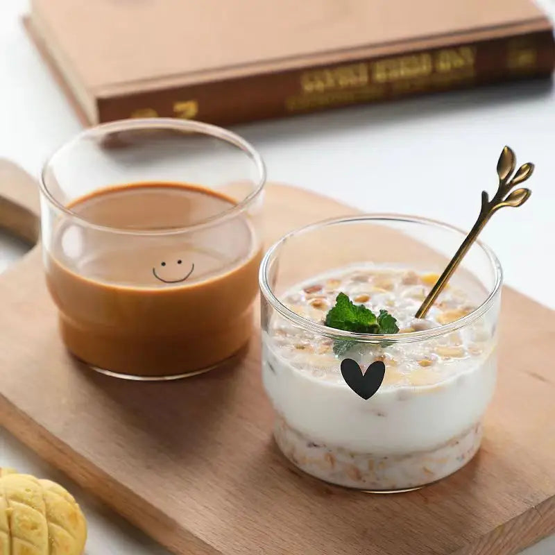Afralia™ Transparent Glass Coffee Mug Heat Resistant Cup for Home Office Milk Tea Juice