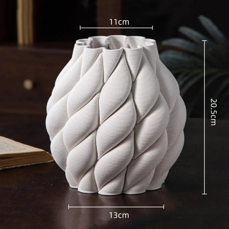 Afralia™ White Geometric Circle Ceramic Vase - Handcrafted Floral Arrangement Accessory
