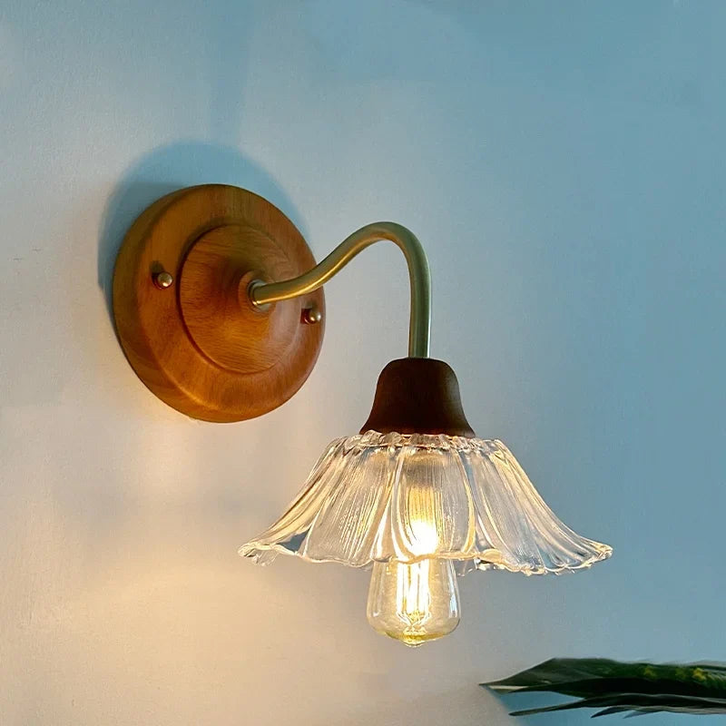 Afralia™ Flower Glass LED Wall Lamp, Nordic Modern Design for Bedroom, Living Room, Bathroom