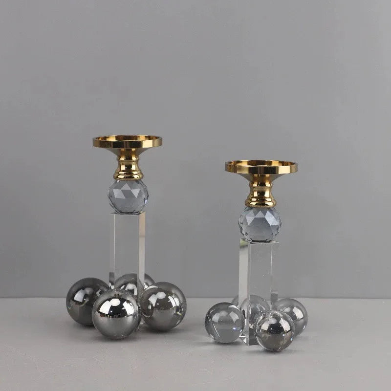 Afralia™ Clear Crystal Geometric Candle Holder for Home Decoration