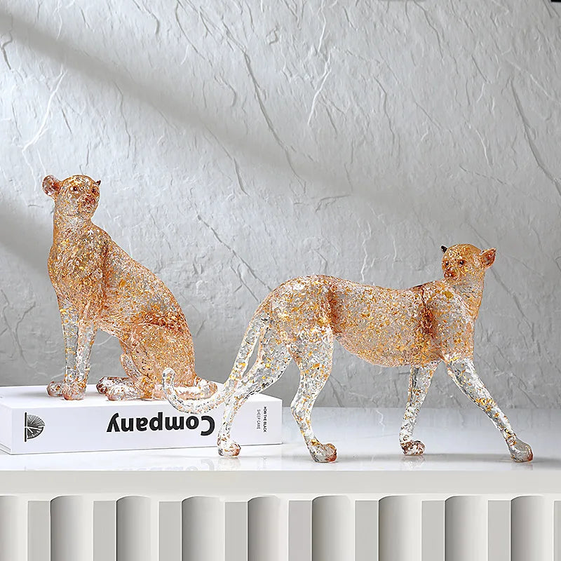 Afralia™ Resin Animal Sculpture Golden Gradient Home Decor Ornament