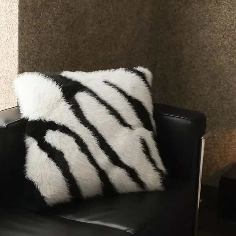 Afralia™ Luxe Faux Fox Fur Throw Pillows for Home Decor - Plush, Soft, Cozy Sofa Cushion