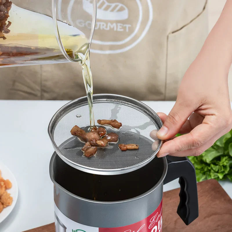 Afralia™ Stainless Steel Oil Filter Pot: Large Capacity Isolating Impurities Jug