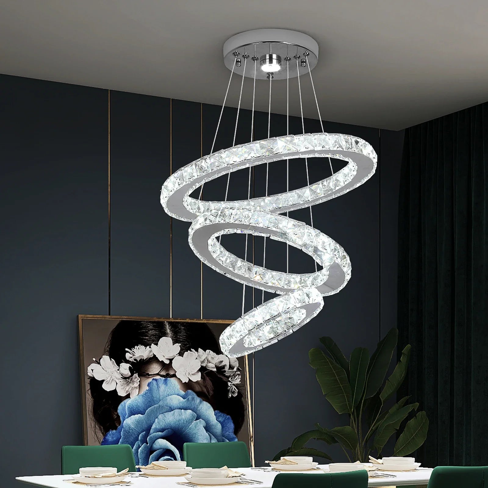 Afralia™ Crystal Chandelier LED Pendant Lighting for Living Room