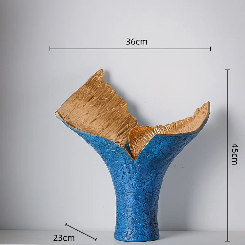 Afralia™ Black Gold Resin Handicrafts Display Vase Candlestick Home Decor