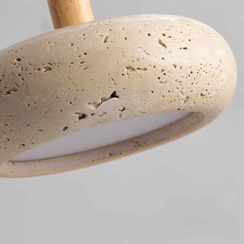 Afralia™ Natural Wood Stone Pendant Light for Home Bedside Restaurant