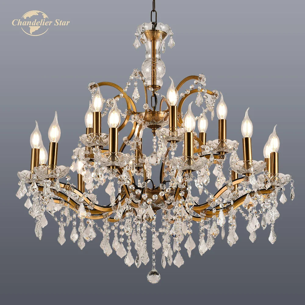 Afralia™ Rococo Crystal & Brass Chandelier: Elegant 19th C. Style for Bedroom & Living Room