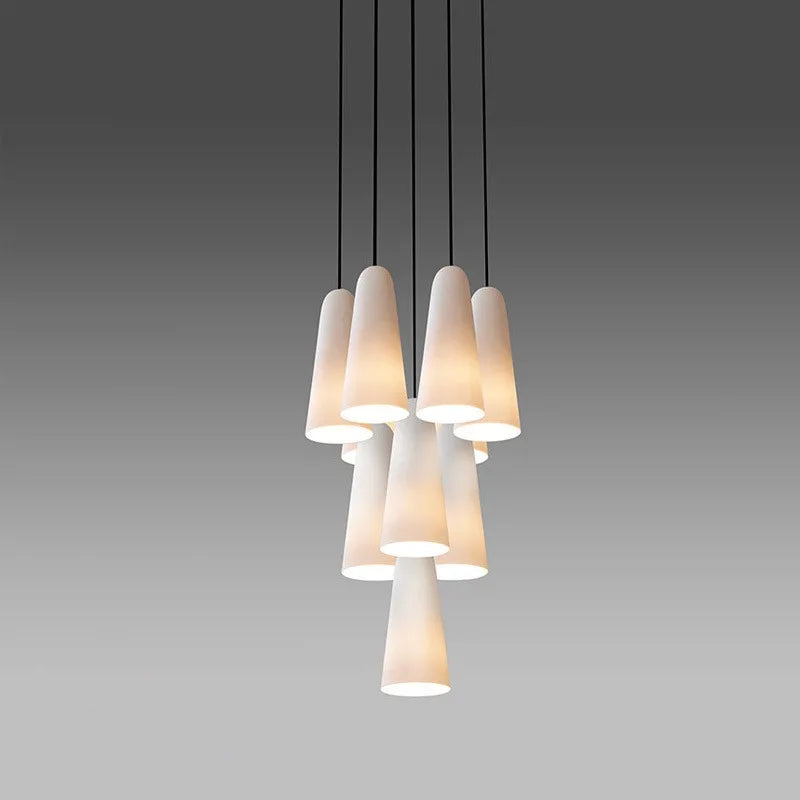 Afralia™ Gold Black LED Pendant Light for Duplex Staircase. Luxe Indoor Ceiling Fixture in Round White Glass.