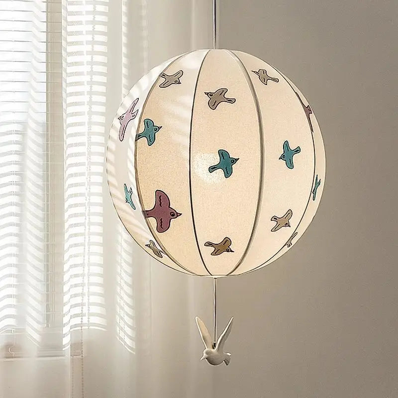 Afralia™ Chinese Medieval Dove Embroidery Fabric Pendant Light - Creative Hanging Line Light