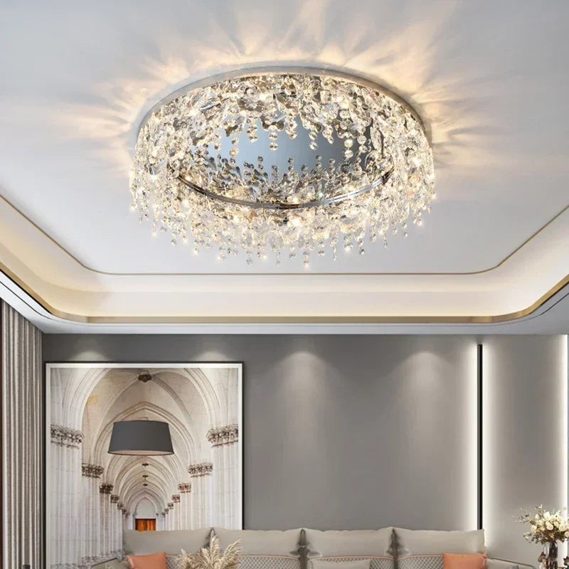 Afralia™ Crystal LED Ceiling Chandelier for Living, Bedroom, Kitchen, Dining Room