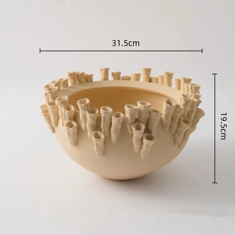 Afralia™ Handcrafted Ceramic Relief Vase for Home Decor & Flower Arrangement