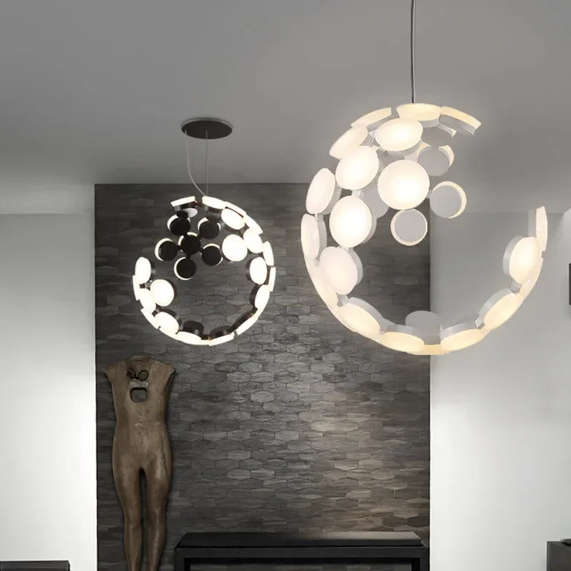 Afralia™ Nordic Sphere Moon Pendant Chandelier for Modern Decor & LED Lighting