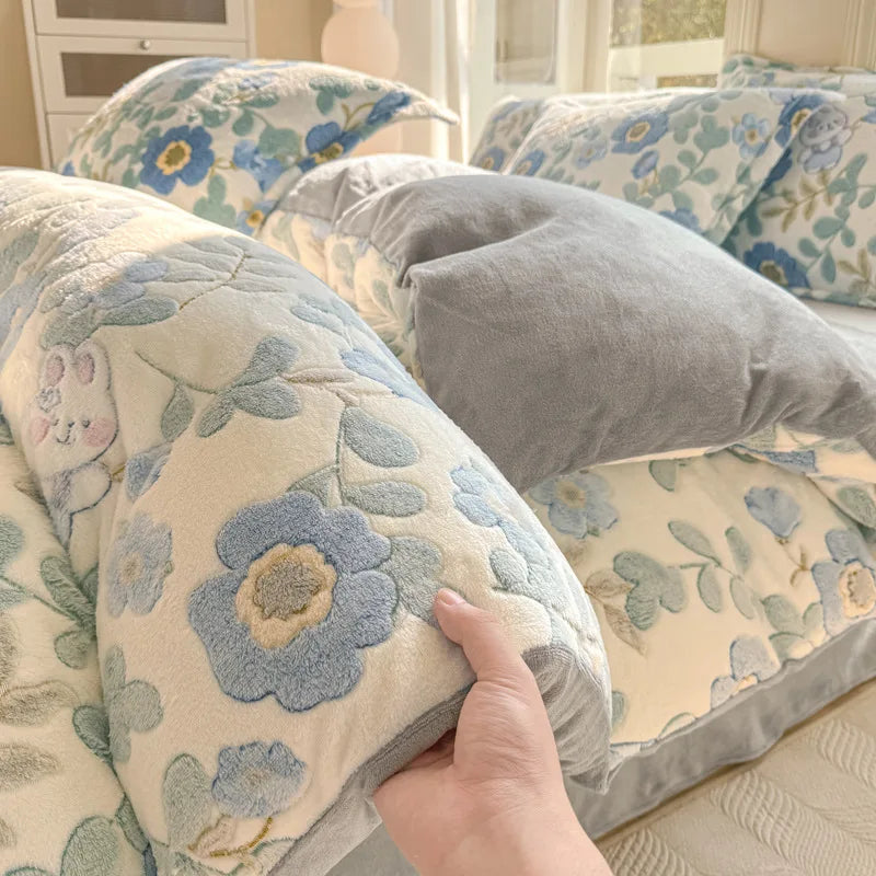 Afralia™ Snowflake Velvet Single Duvet Cover | Cozy Winter Bedding