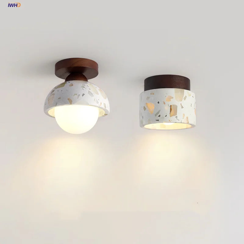 Afralia™ Wabi Sabi LED Ceiling Lights for Corridor, Stair, Restaurant, Terrazzo, Marble Stone & Wood