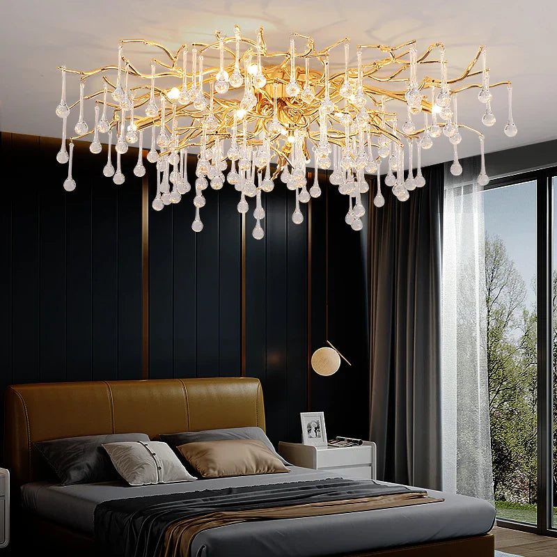 Afralia™ Elegant Gold Crystal Chandelier for Modern Luxury Living Spaces