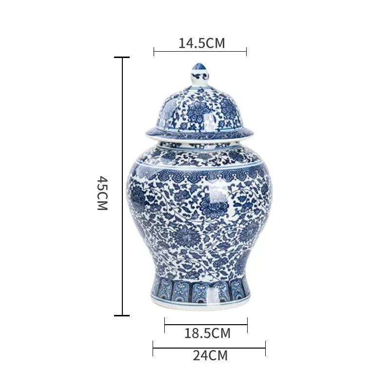 Afralia™ Blue White Porcelain General Jar: Ceramic Tea Caddy Candy Pot Storage Container