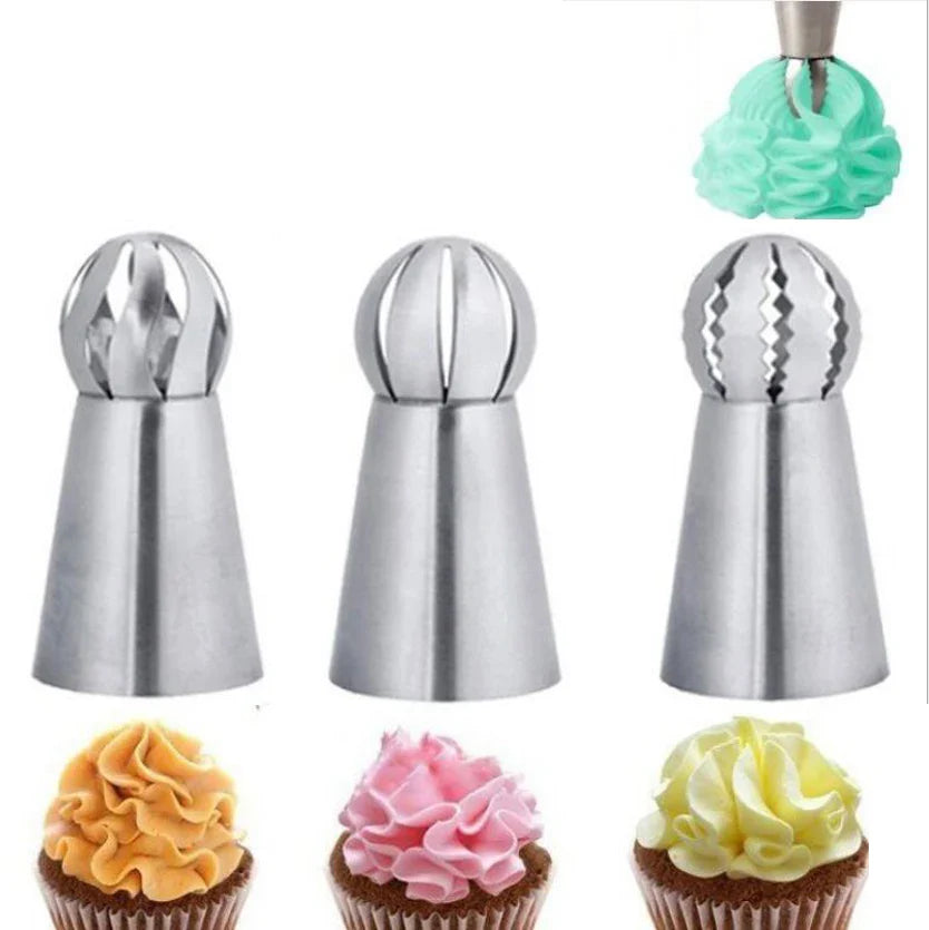 Afralia™ Cupcake Stainless Steel Sphere Piping Nozzles Pastry Tube Decoration Tools