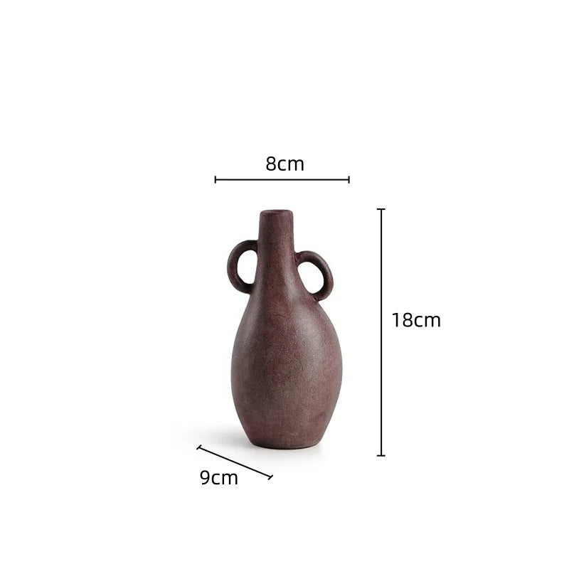 Afralia™ Geometric Stoneware Vase Vintage Art Craft Home Decor Ornaments